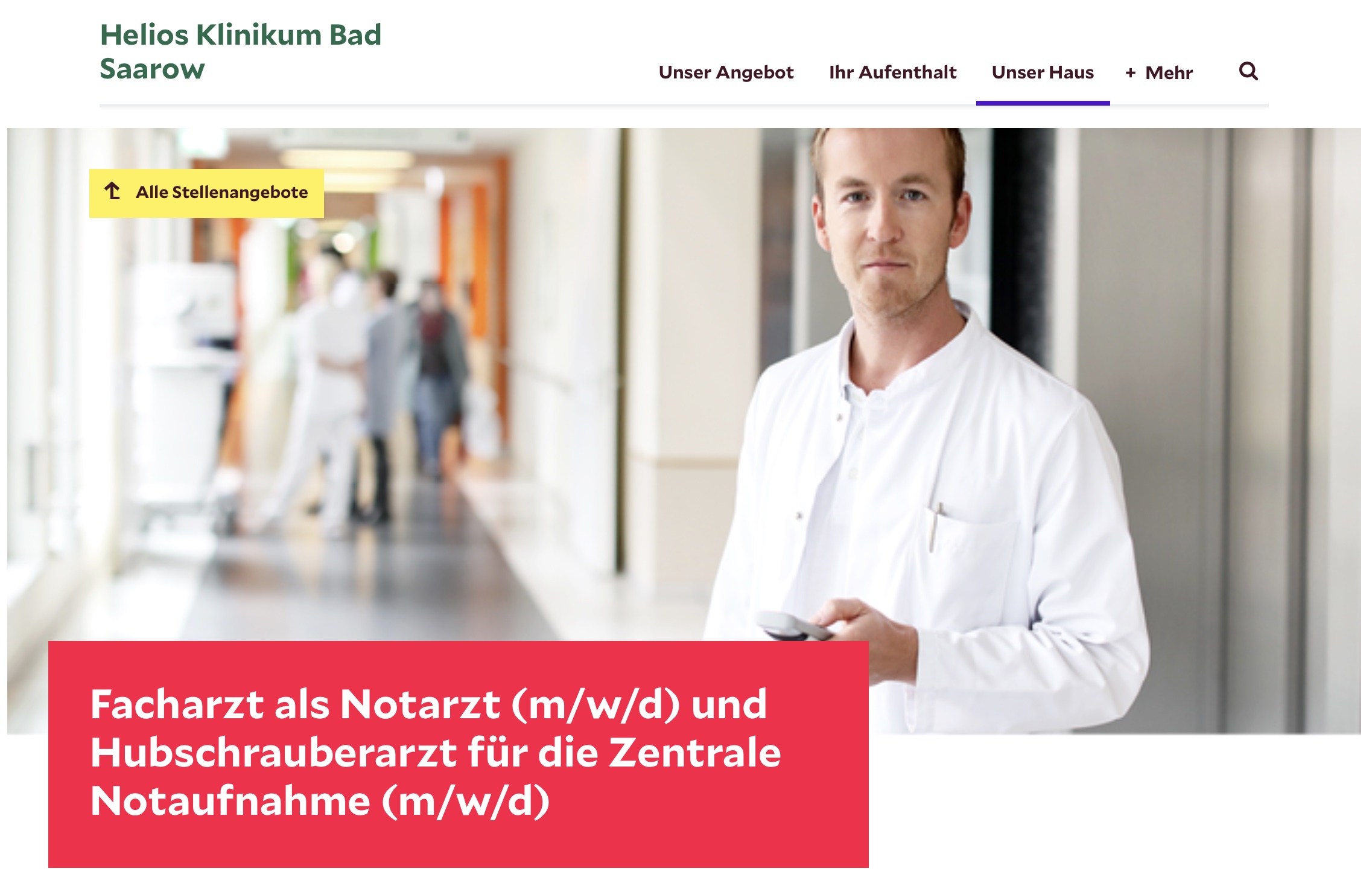 Facharzt als Notarzt (m/w/d) und Hubschrauberarzt für die Zentrale Notaufnahme (m/w/d)