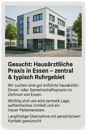Essen - Hausärztliche Praxis in Essen gesucht